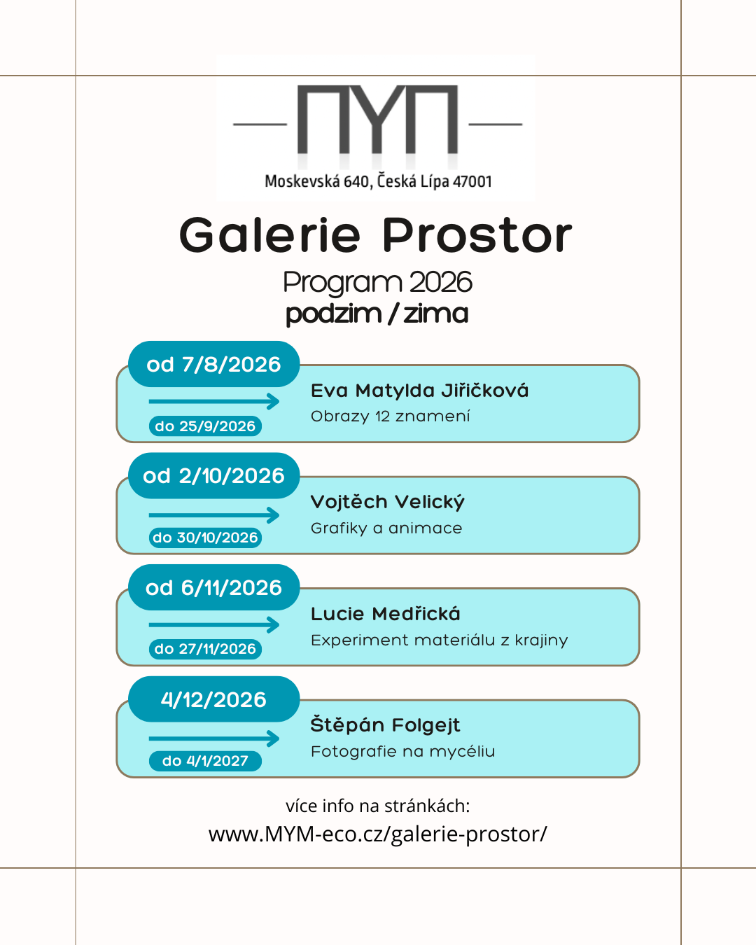 Program Galerie Prostor 2026